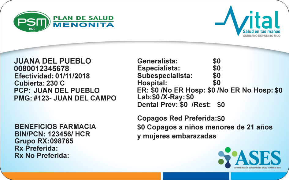 Tarjeta Plan de Salud Menonita